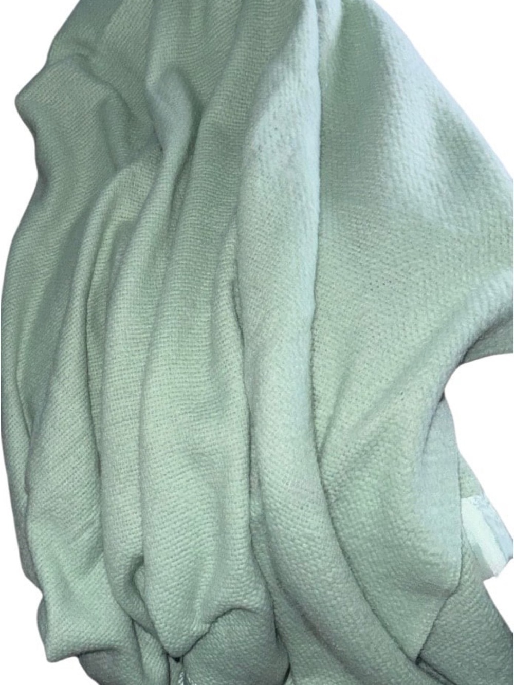 Soft Sage Green/ Mint Green Waffle Blanket with Satin Edging - Picture 6 of 12